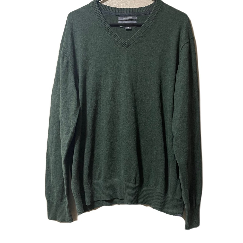 Men's Cotton Cashmere Sweater V Neck Eddie Bauer size XL Forrest Green